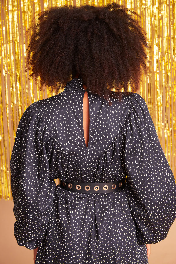 Robe Gina - Noire & Coeurs blancs