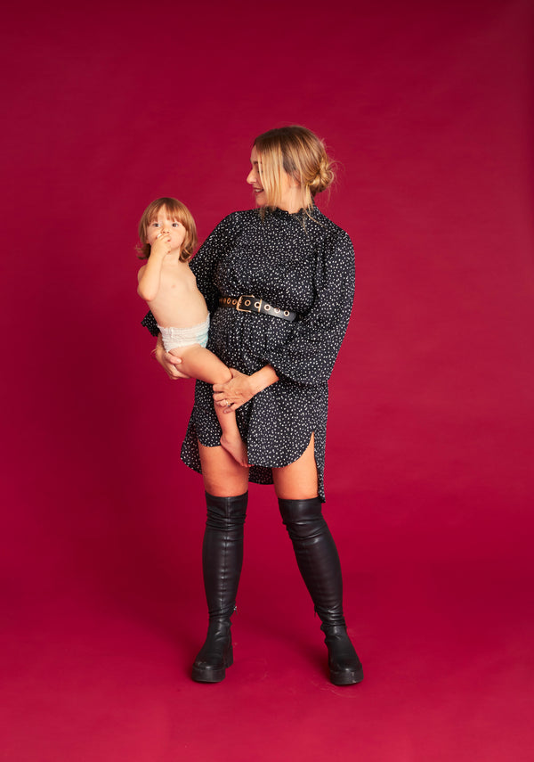 Robe Gina - Noire & Coeurs blancs