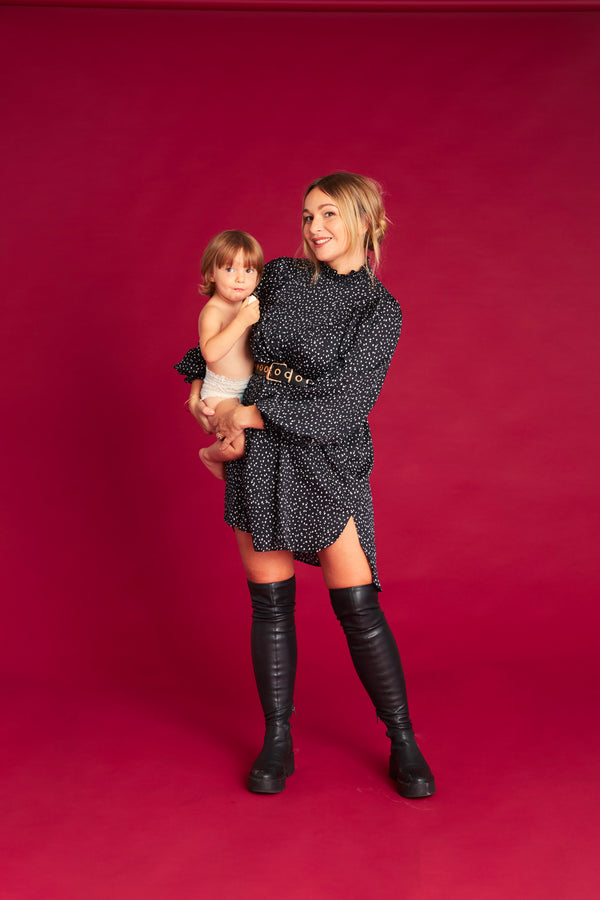 Robe Gina - Noire & Coeurs blancs