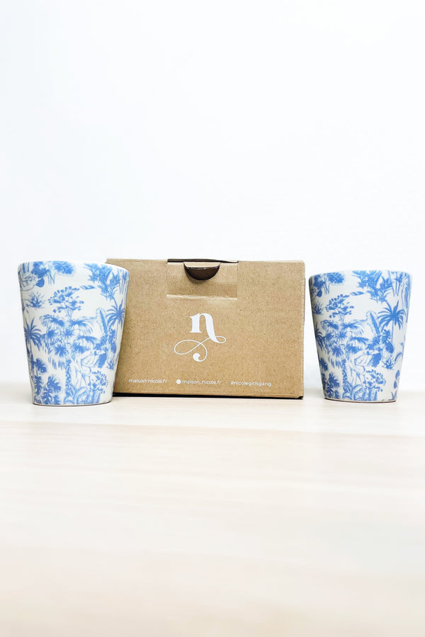 Set 2 tasses - Motif Toile de Jouy - Coloris au choix
